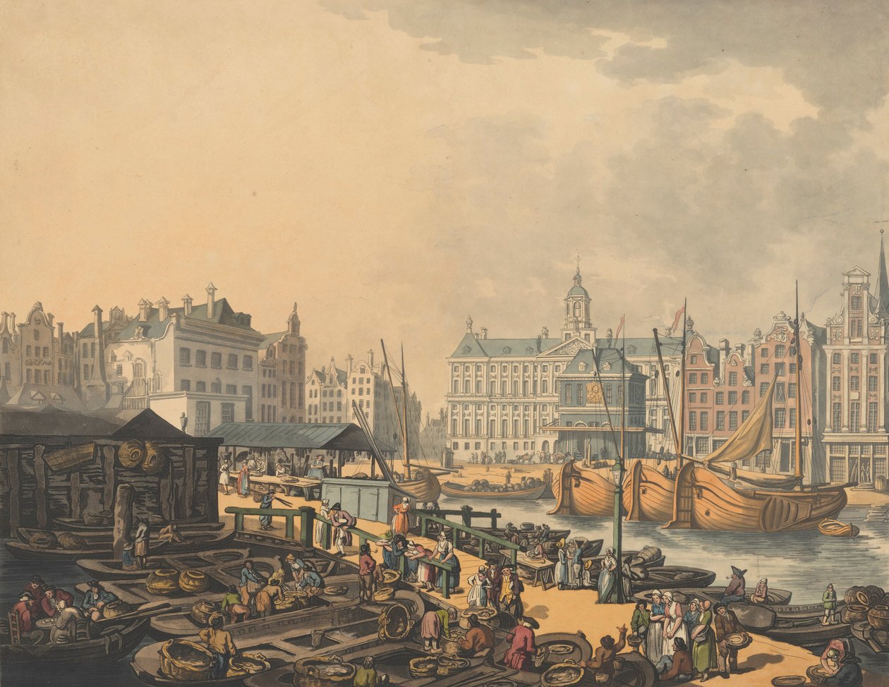 Feyge Dam, with Part of the Fish Market at Amsterdam, 1797 by Thomas Rowlandson