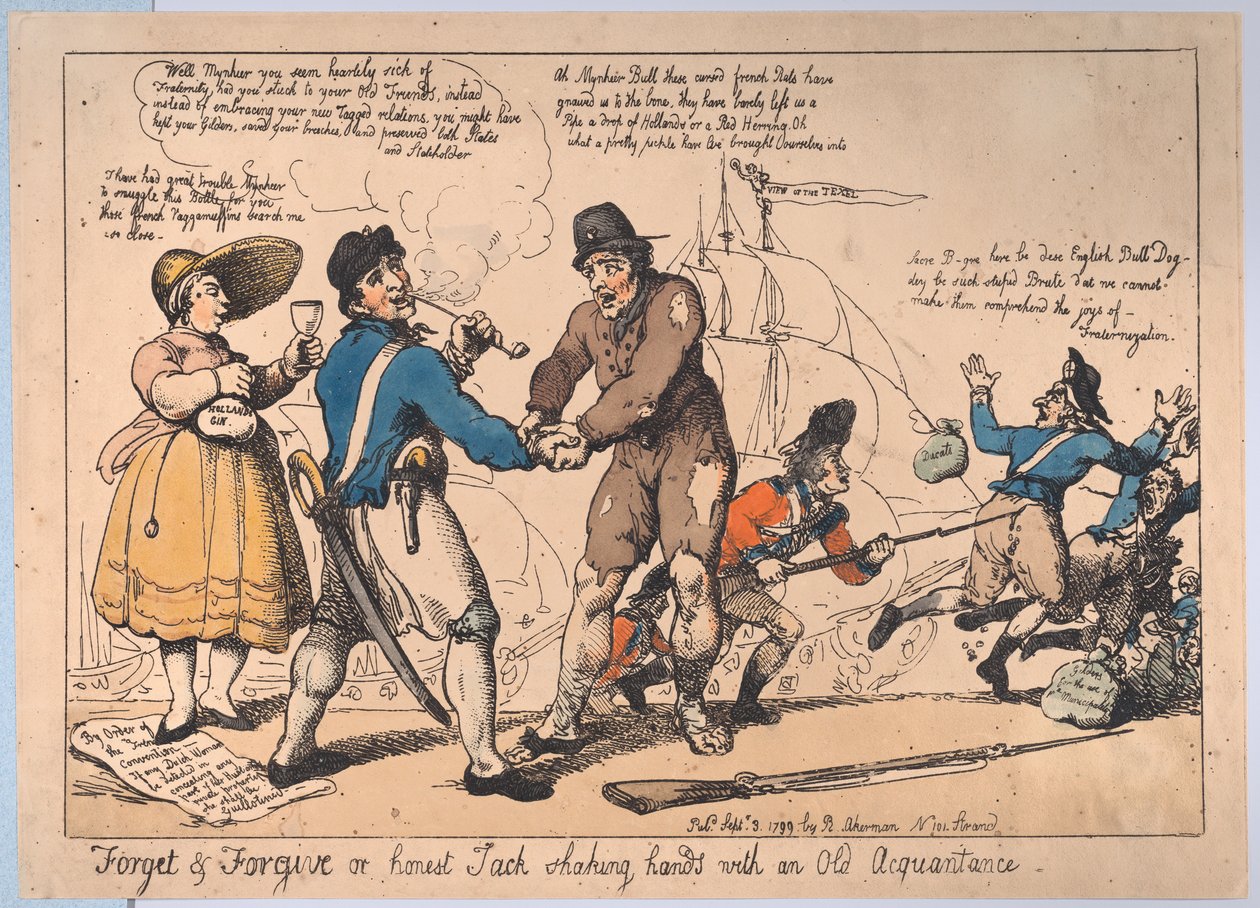 Forget & Forgive, or Honest Jack Shaking Hands with an Old Acquaintance by Thomas Rowlandson