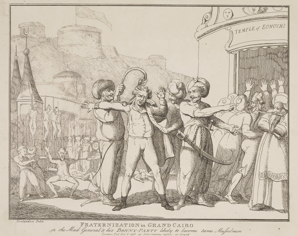 Fraternization in Grand Cairo or the Mad General and his Bonny-Party likely to become Tame Musselmen by Thomas Rowlandson