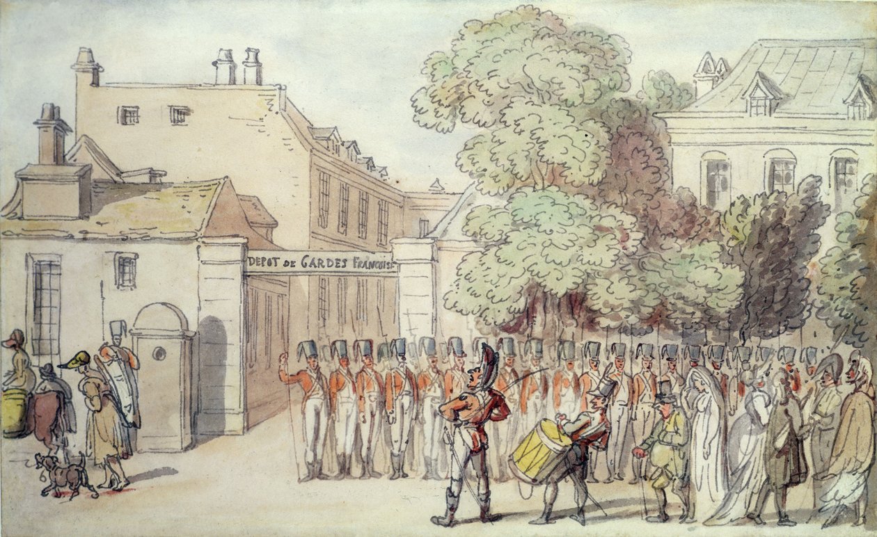 French Soldiers on Parade by Thomas Rowlandson