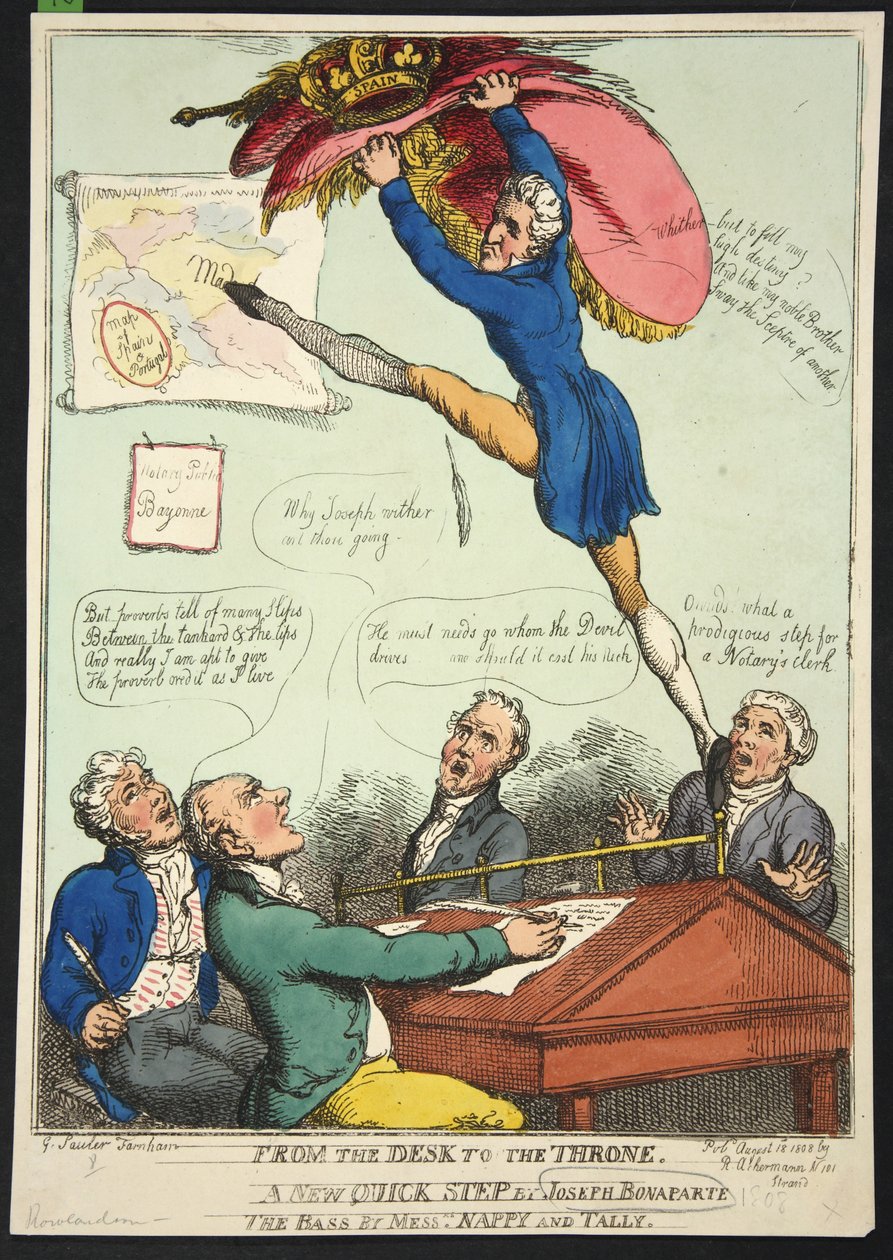 From the Desk to the Throne. A New Quick Step by Joseph Bonaparte. The Bass by Messrs Nappy and Talley by Thomas Rowlandson