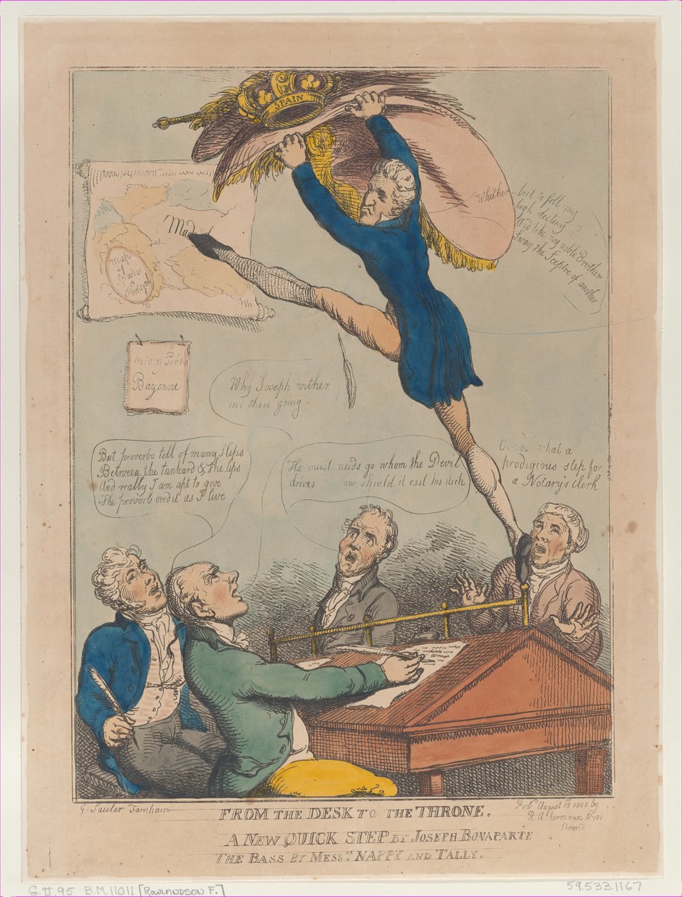 From the Desk to the Throne, A New Quick Step by Joseph Bonaparte the Bass By M by Thomas Rowlandson
