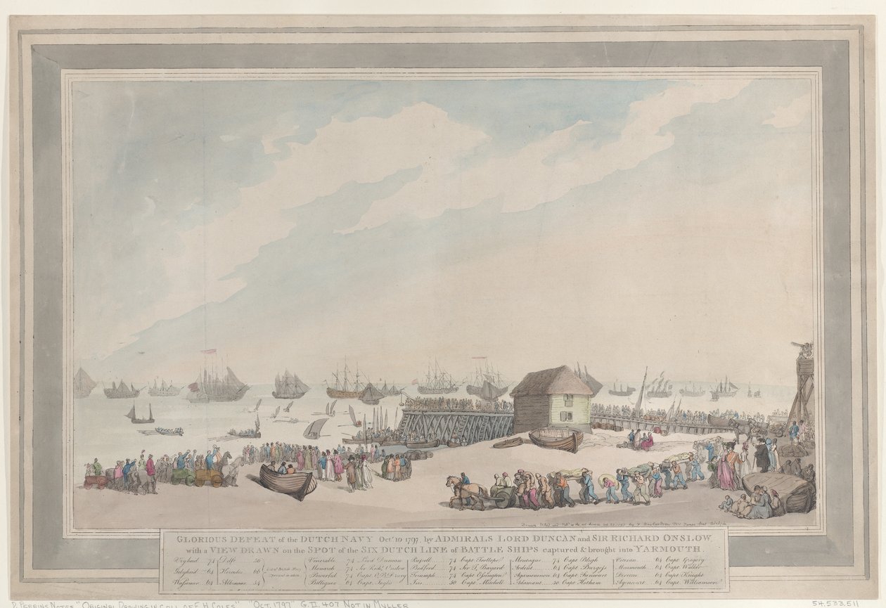 Glorious Defeat of the Dutch Navy, Oct. 10, 1797, by Admirals Lord Duncan and Sir Richard Onslow by Thomas Rowlandson