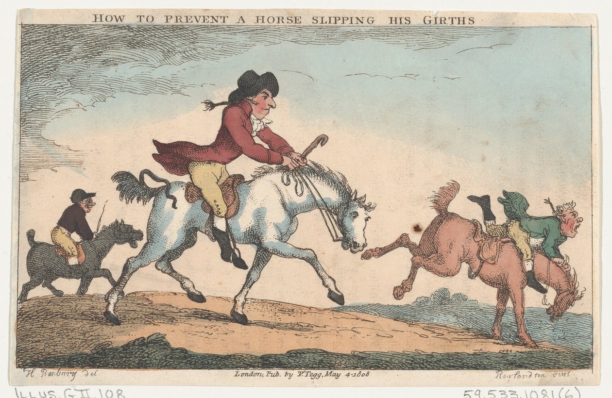 How to Prevent a Horse From Slipping His Girths, May 4, 1808 by Thomas Rowlandson
