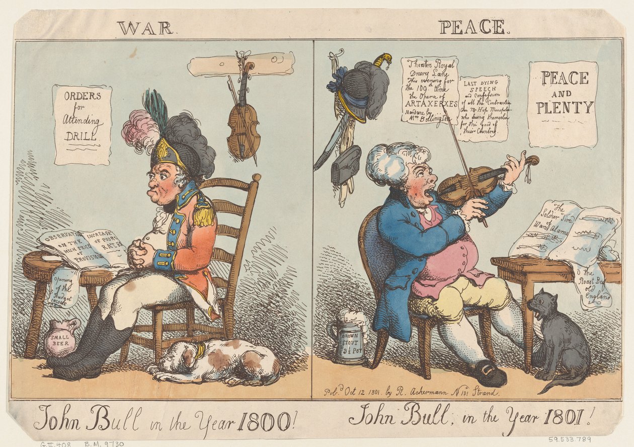 John Bull in the Year 1800! John Bull in the Year 1801! by Thomas Rowlandson
