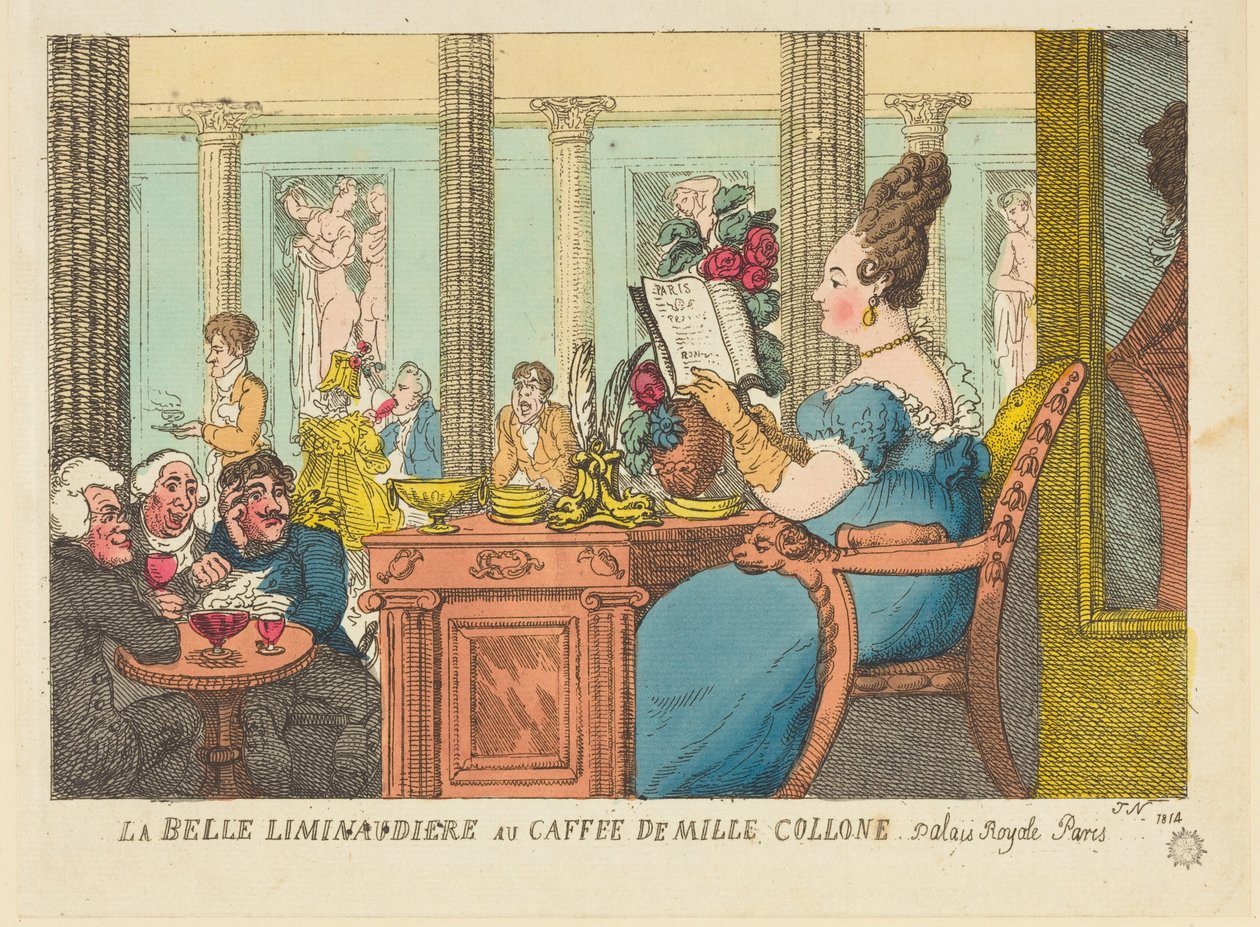 The Beautiful Lemonade Seller at the Cafe of the Thousand Columns, Palais Royal, Paris by Thomas Rowlandson