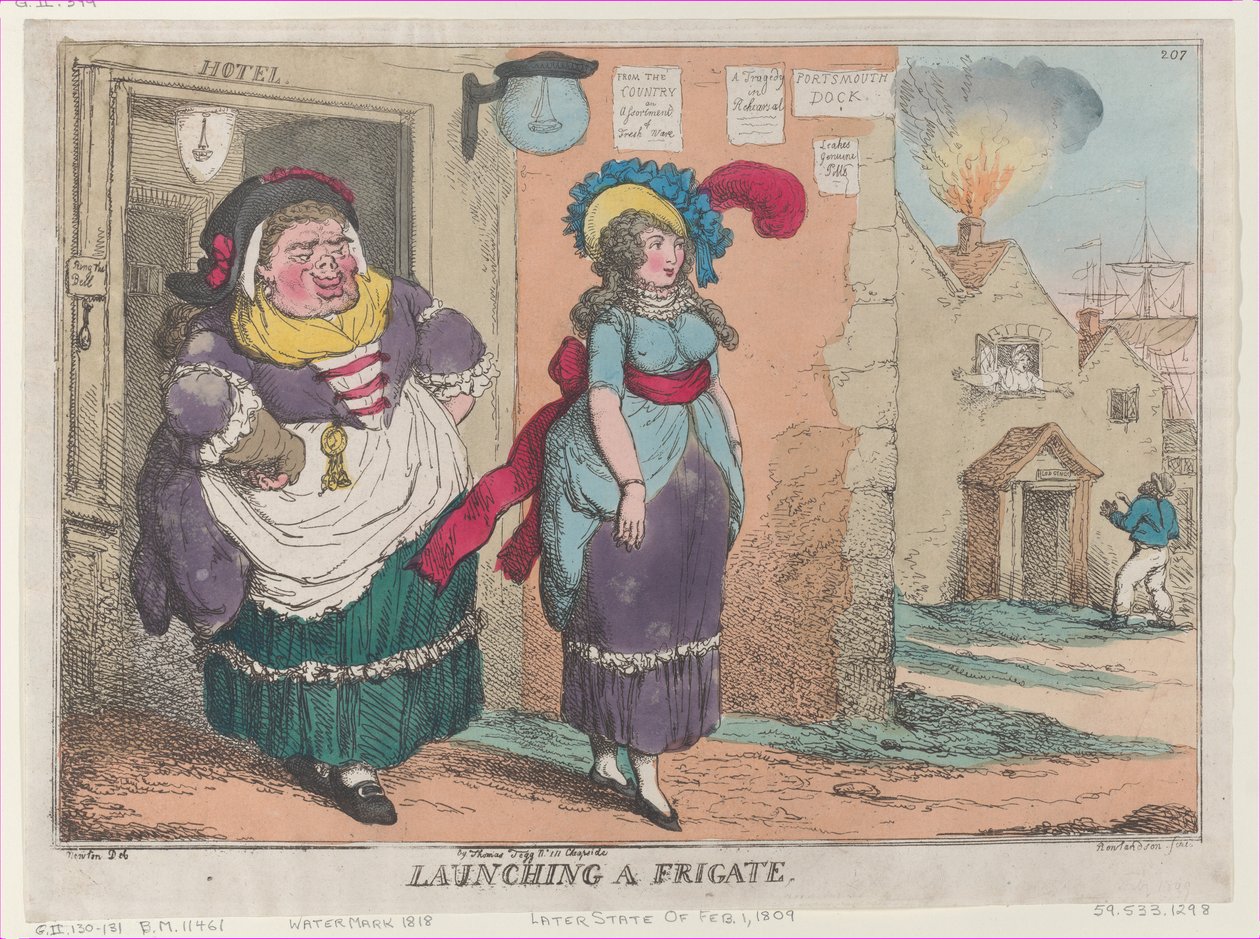 Launching a Frigate, [February 1, 1809], Reprint by Thomas Rowlandson
