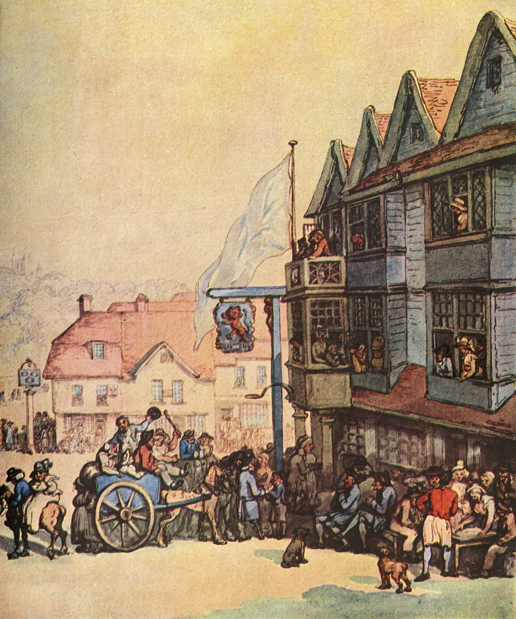 Market Day Outside the Old Red Lion at Greenwich by Thomas Rowlandson