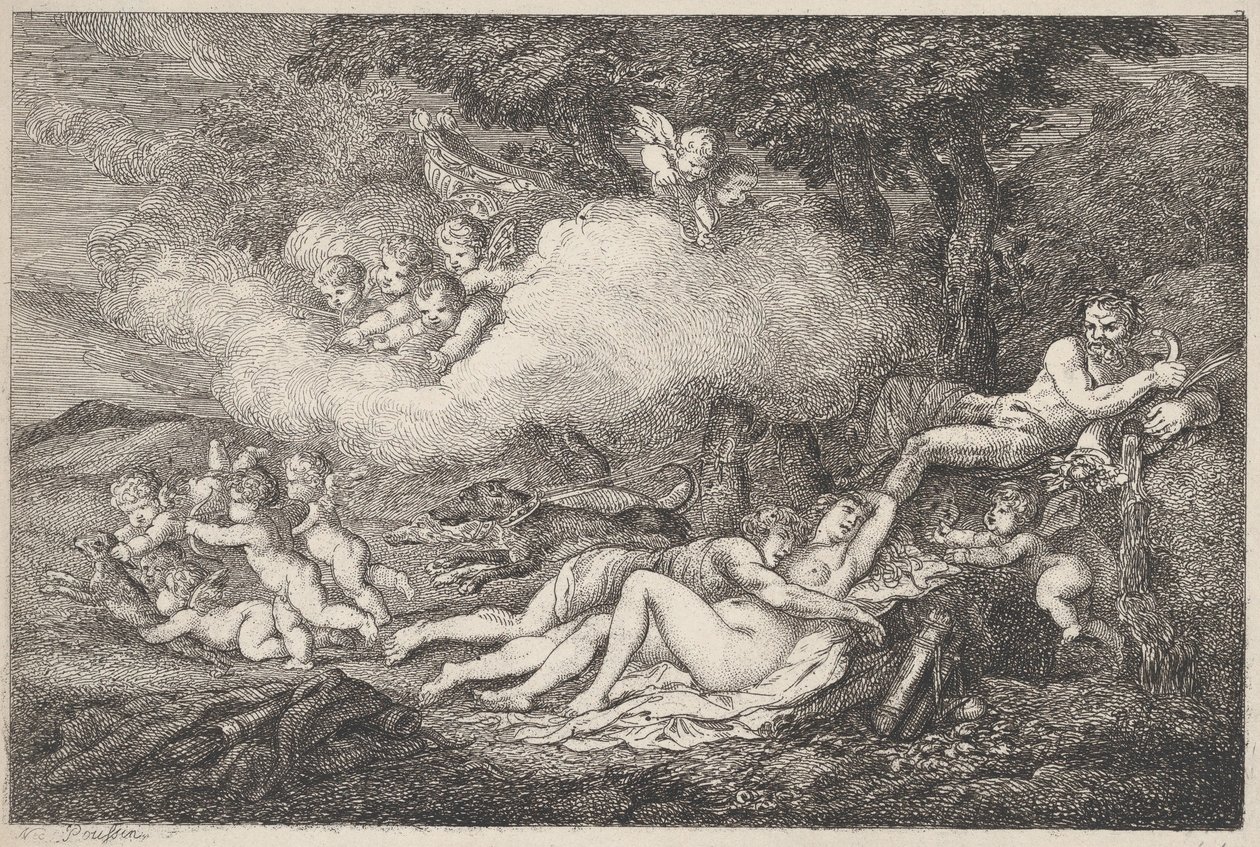 Mars and Sleeping Venus with Putti by Thomas Rowlandson