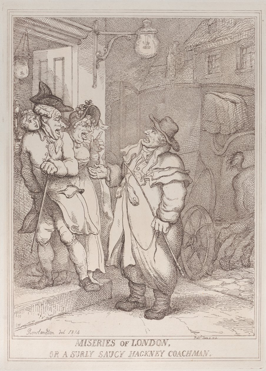 Miseries of London, or a Surly Saucy Hackney Coachman by Thomas Rowlandson