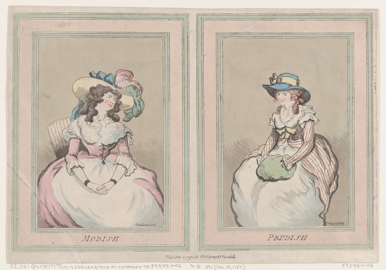 Modish and Prudish, December 1, 1791 by Thomas Rowlandson