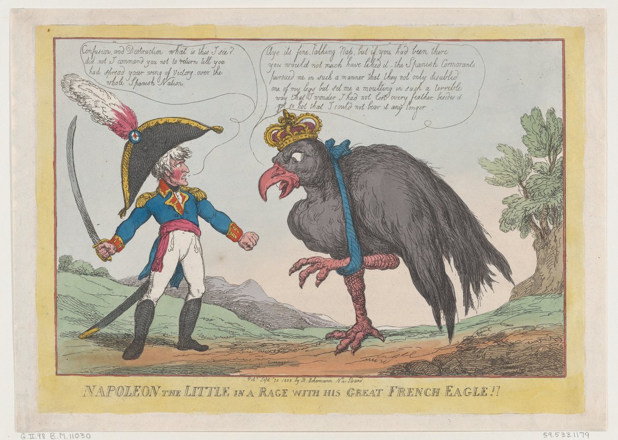 Napoleon The Little in a Rage with His Great French Eagle!! by Thomas Rowlandson