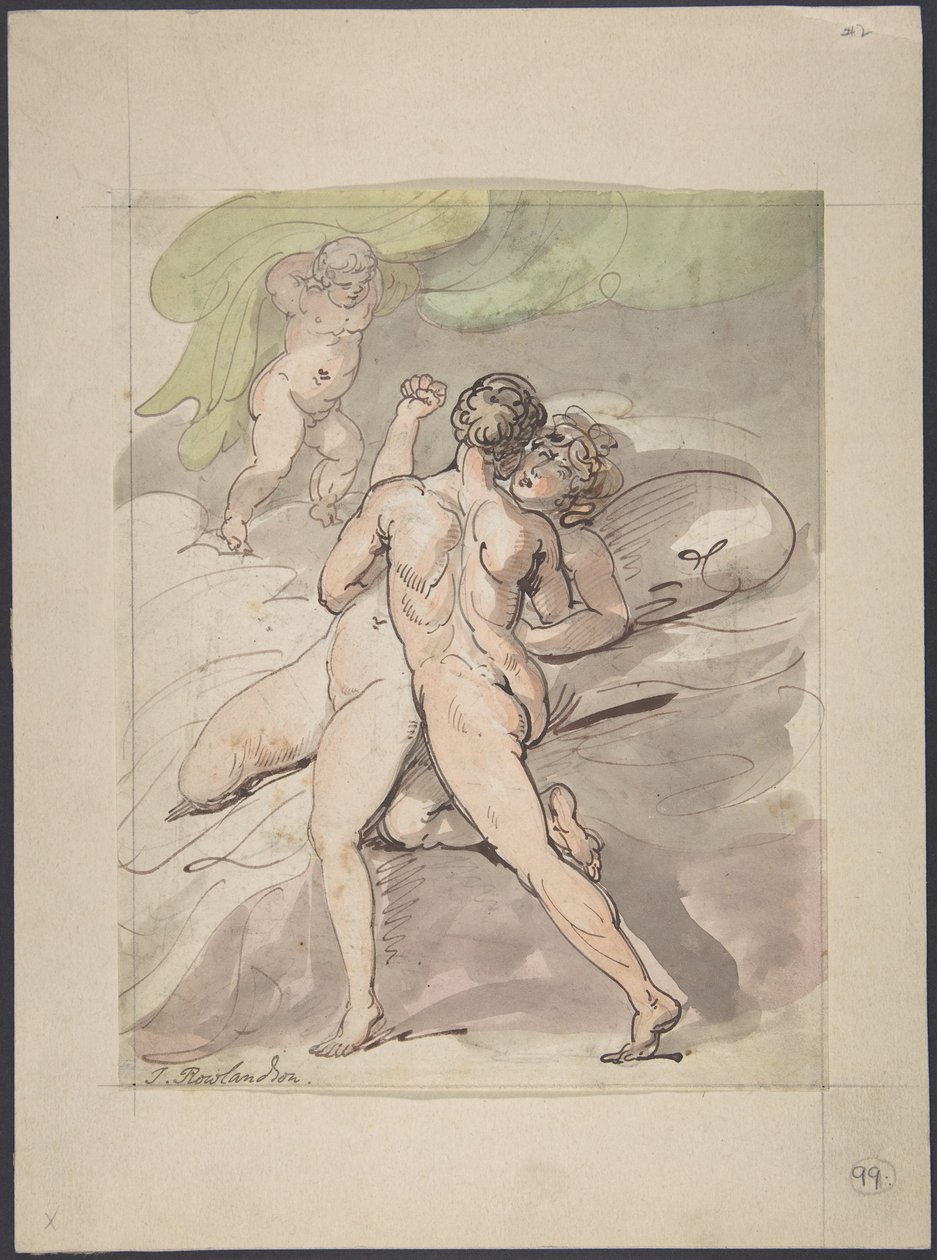Nude Couple Embracing by Thomas Rowlandson