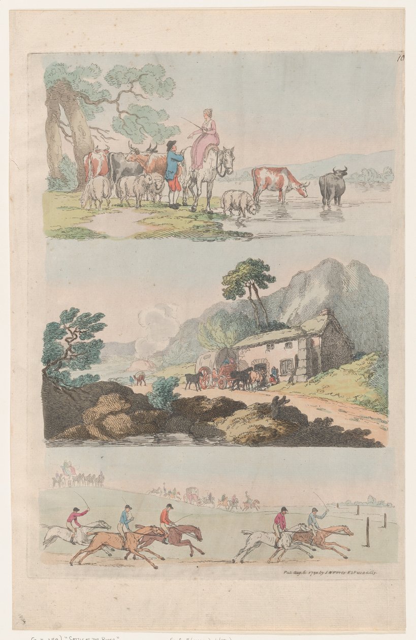 Plate 10, Outlines of Figures, Landscapes and Cattle...for the Use of Learners, August 6, 1790 by Thomas Rowlandson