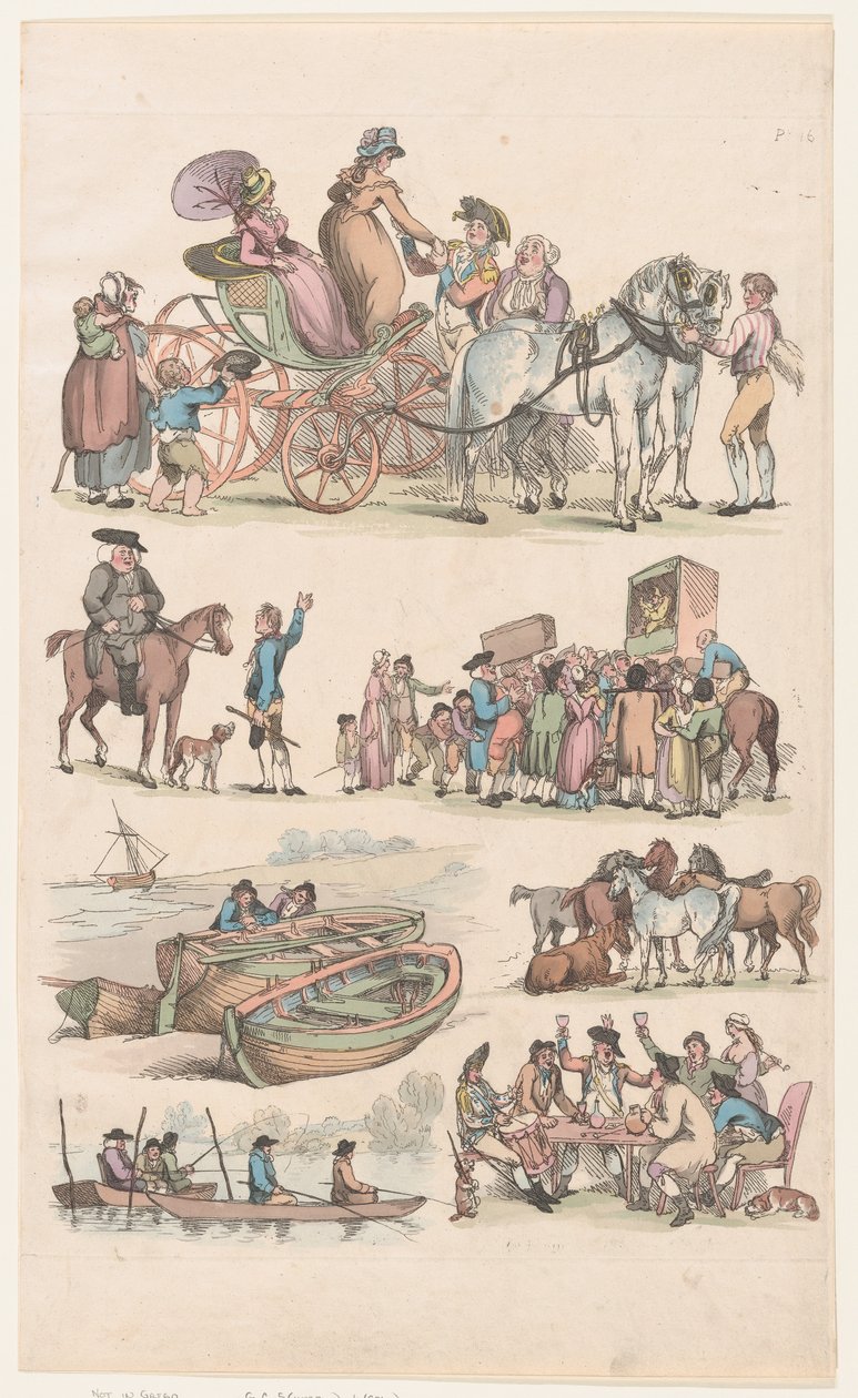 Plate 16, Outlines of Figures, Landscapes and Cattle for the Use of Learners by Thomas Rowlandson