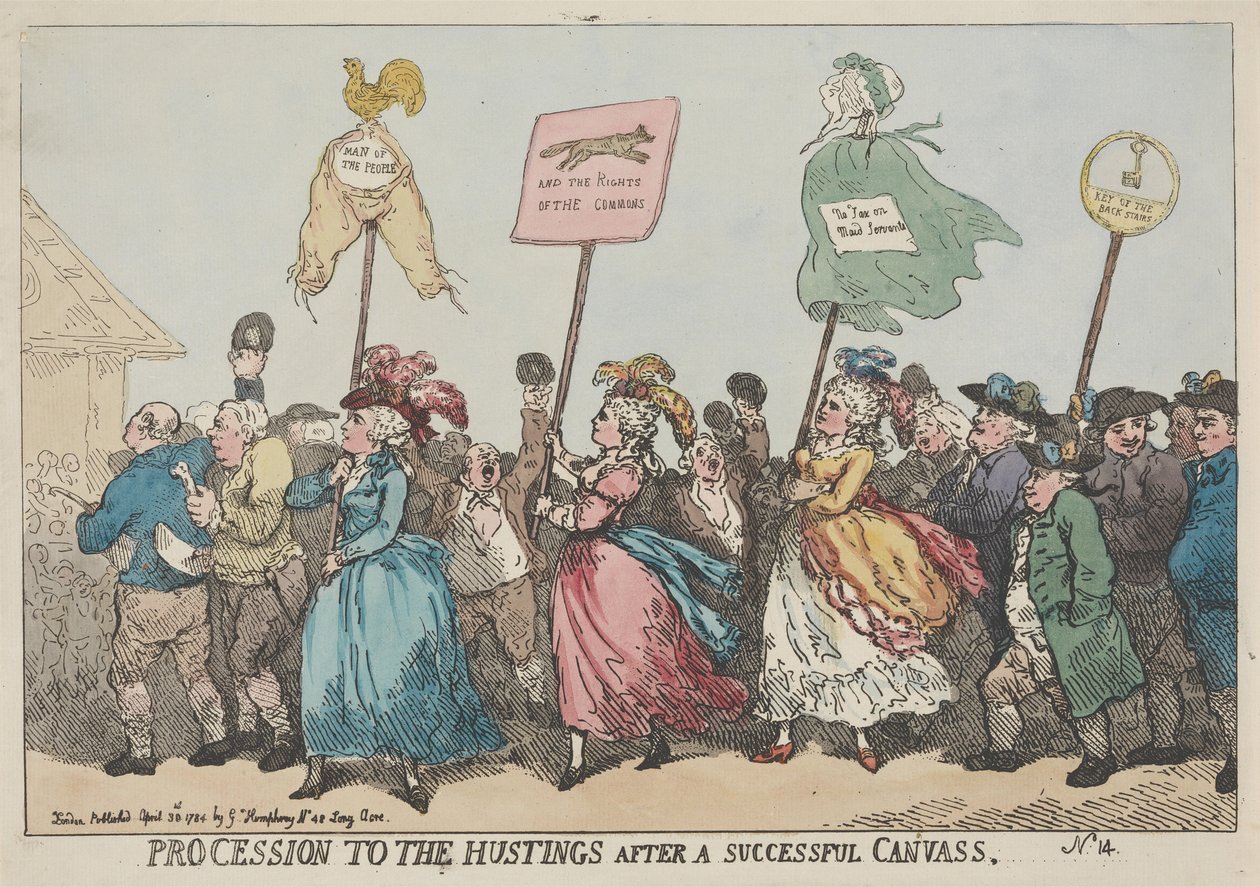 Procession to the Hustings after a Successful Canvass by Thomas Rowlandson
