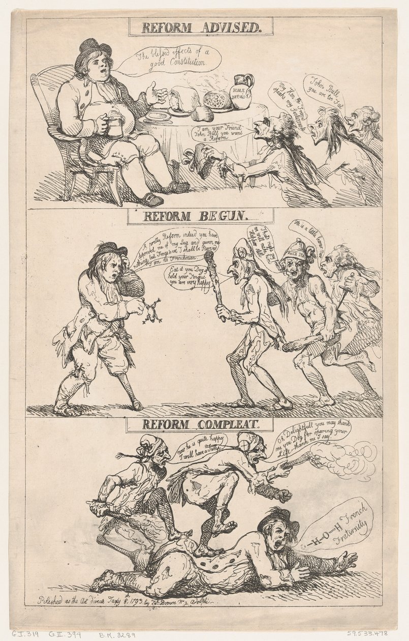 Reform Advised, Reform Begun, Reform Complete by Thomas Rowlandson