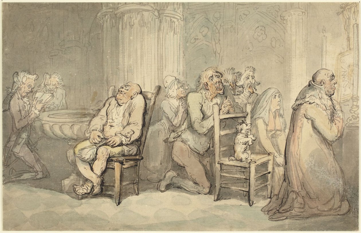 Scene in a French Church by Thomas Rowlandson