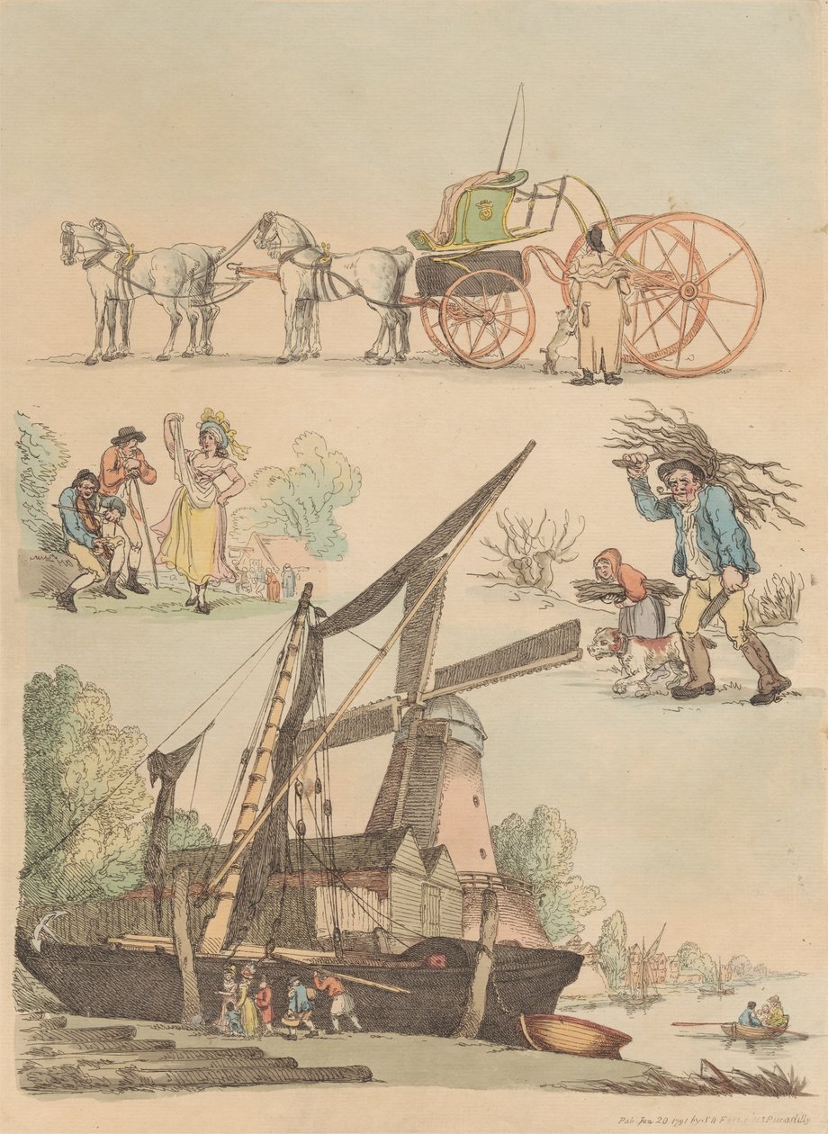 Set of Sixteen: Outlines of Figures and Landscapes by Thomas Rowlandson