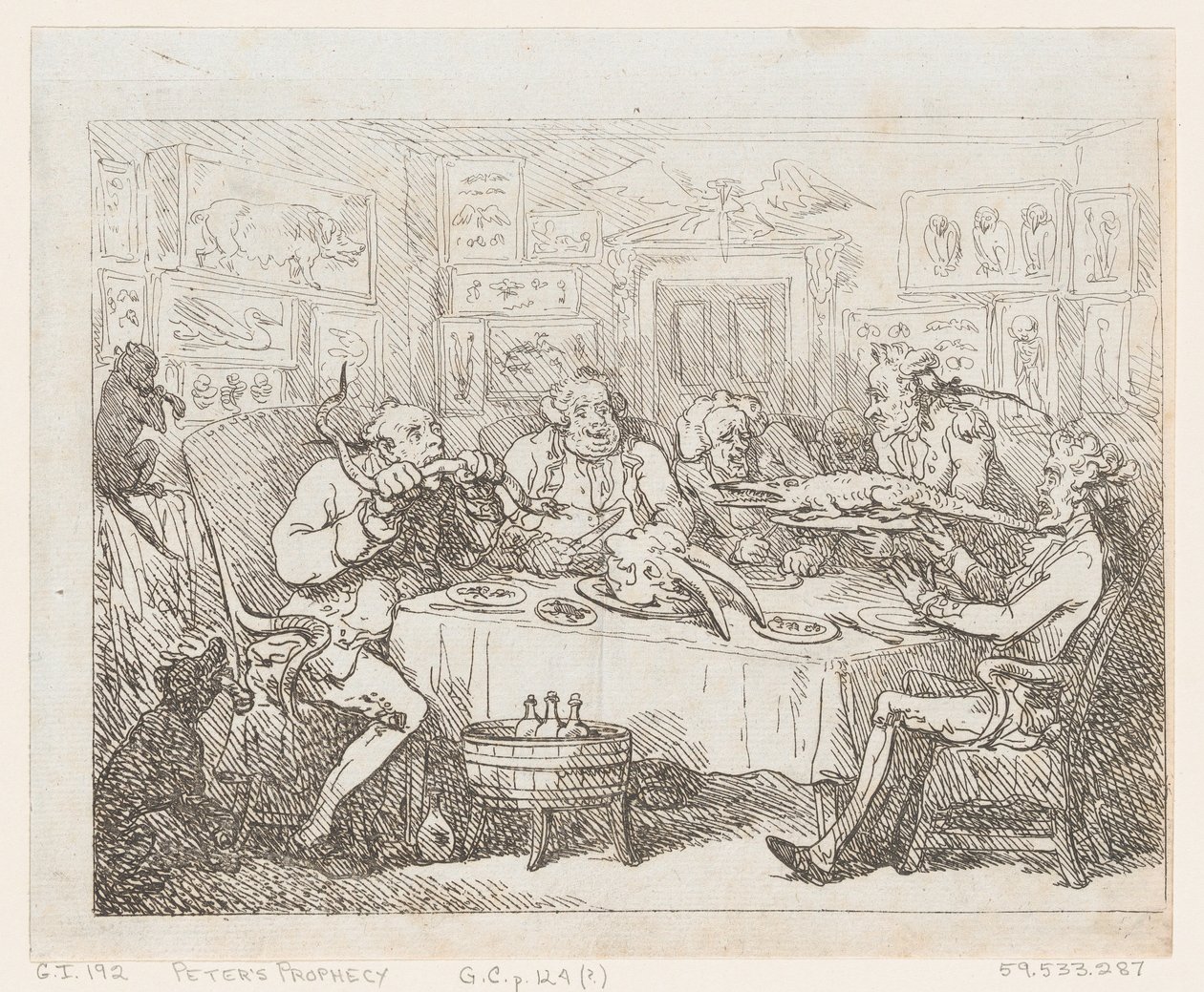 Sir Joseph Banks about to Eat an Alligator ‘The Fish Supper’ by Thomas Rowlandson