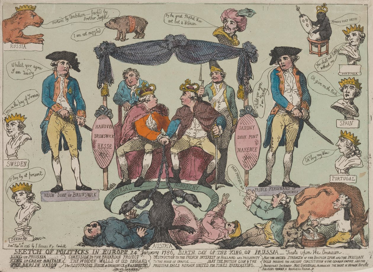 Sketch of Politics in Europe, January 24, 1786 - Birthday of the King of Prussia by Thomas Rowlandson