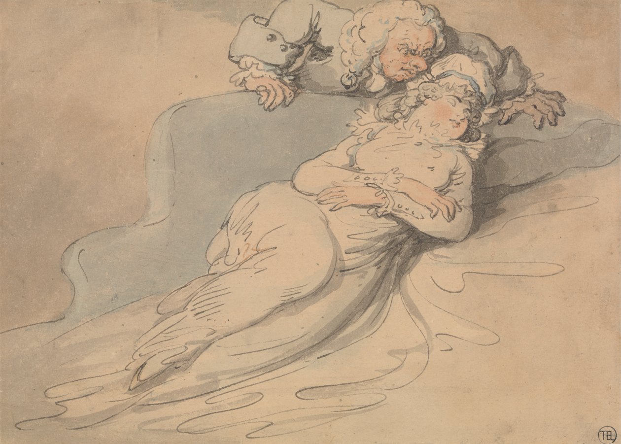 Sleeping Woman Watched by a Man by Thomas Rowlandson