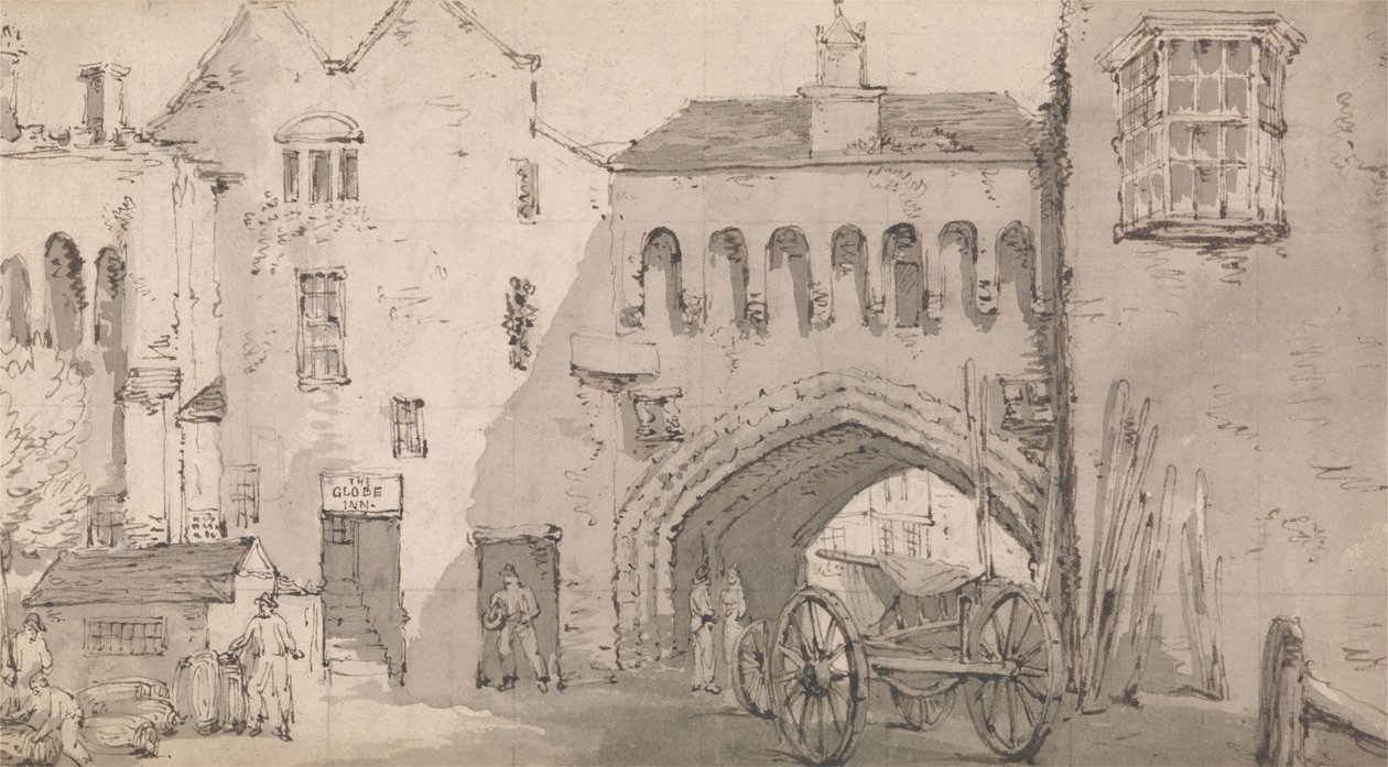 Southampton, the Watergate and Globe Inn by Thomas Rowlandson