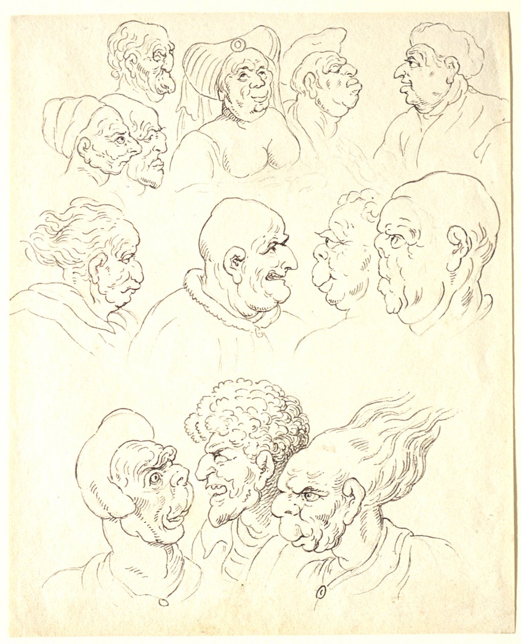 Studies of Grotesque Heads by Thomas Rowlandson