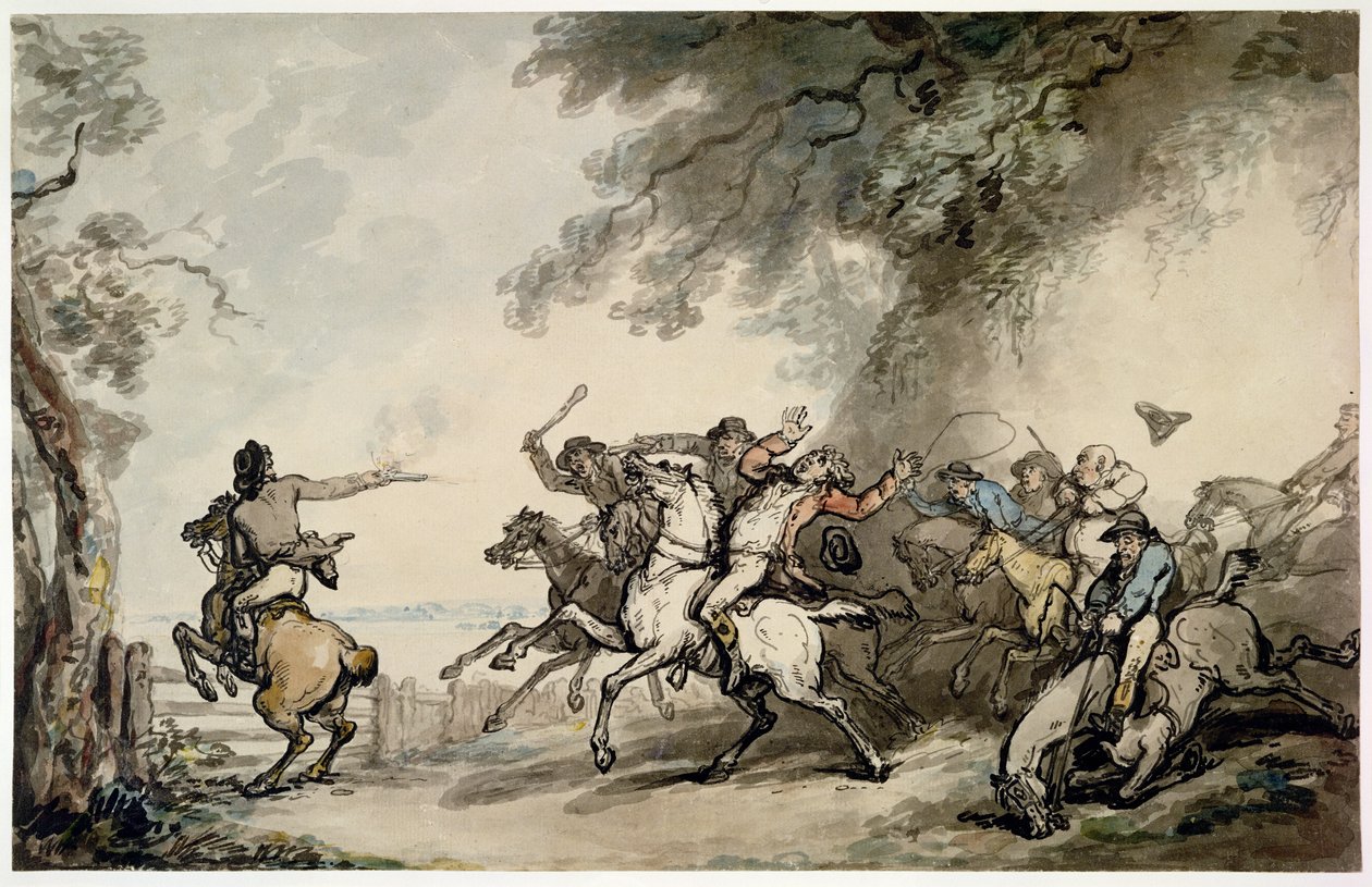 The Chase of the Highwayman by Thomas Rowlandson