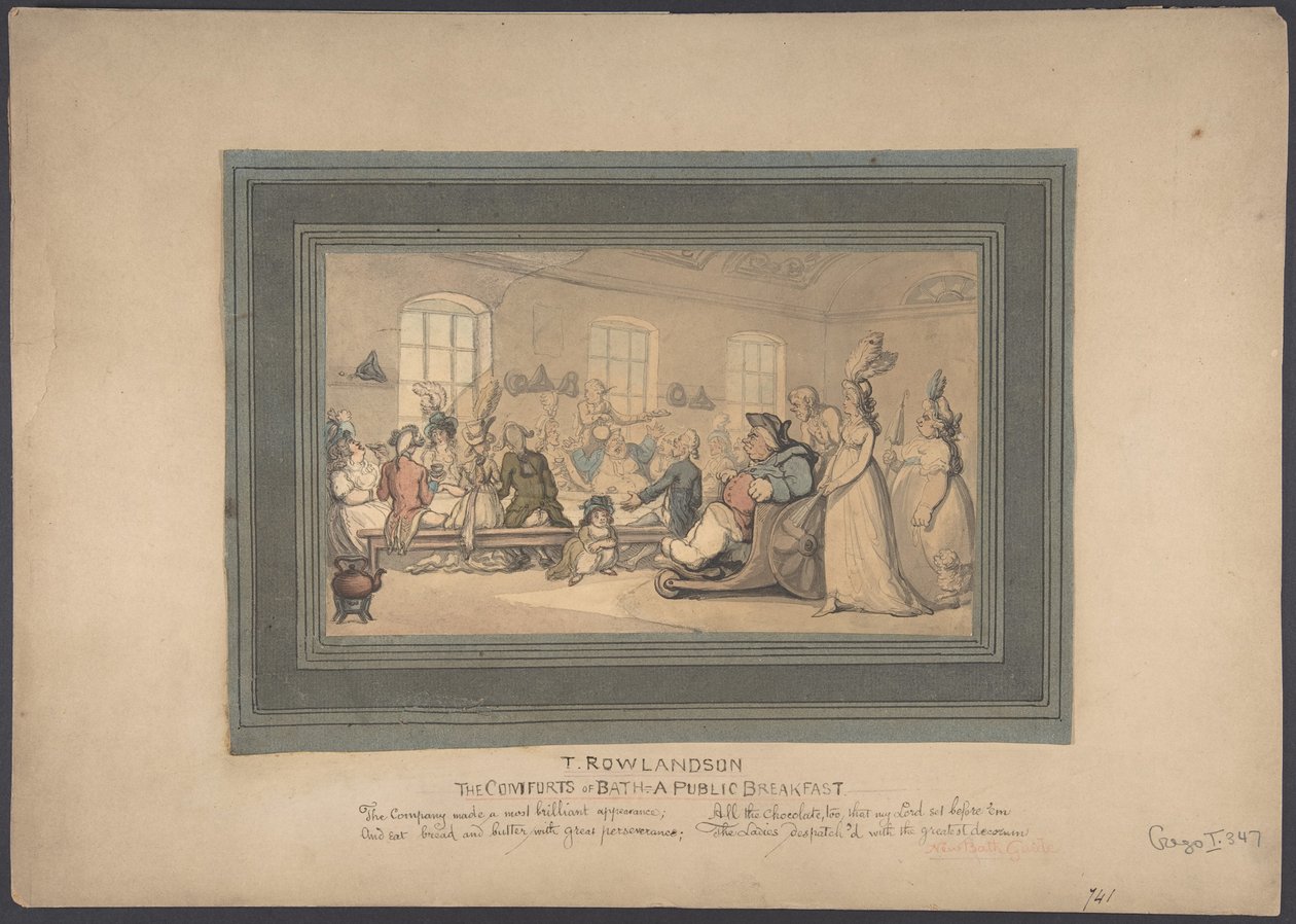 The Comforts of Bath: A Public Breakfast by Thomas Rowlandson