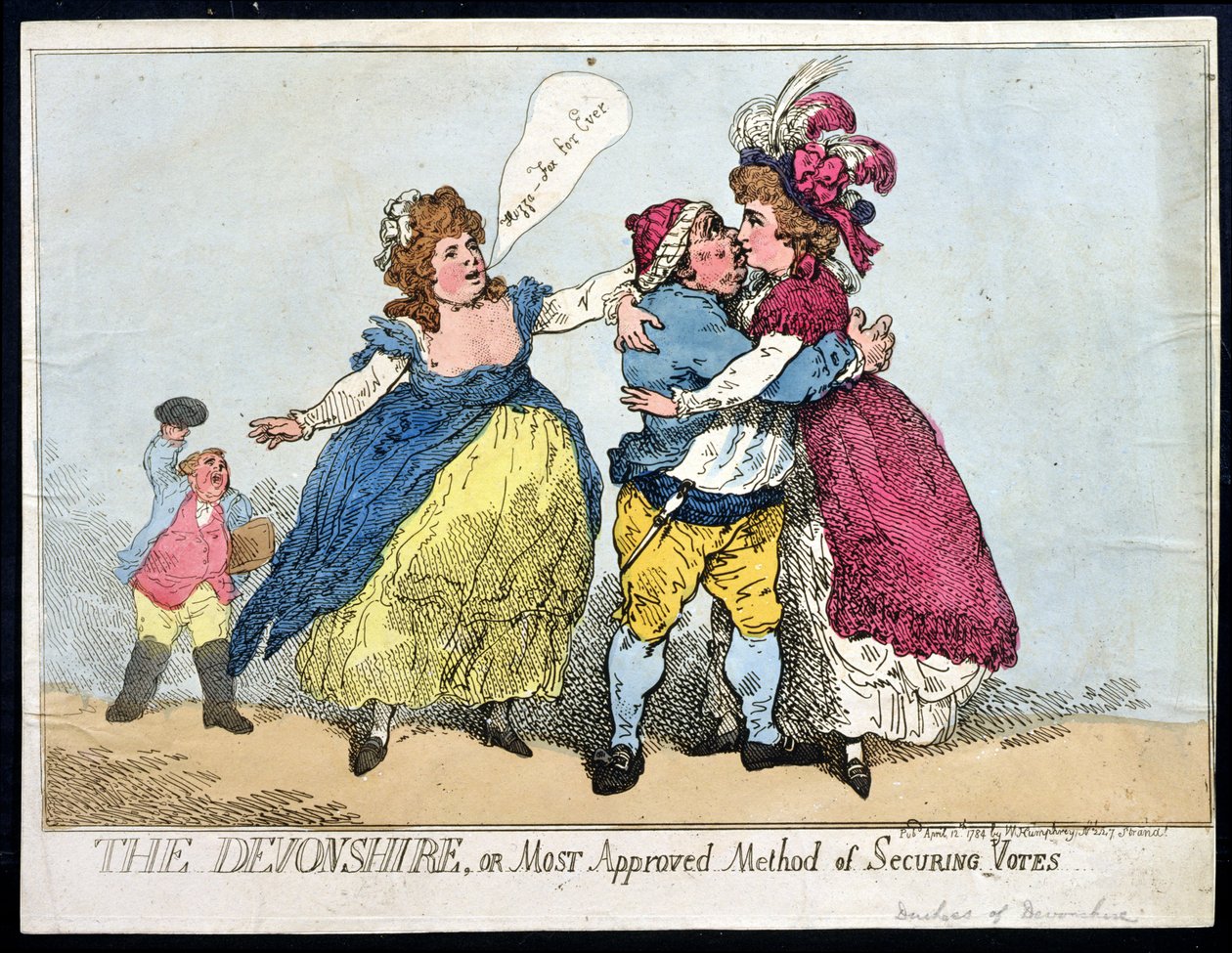 The Devonshire, or Most Approved Method of Securing Votes, published by William Humphrey by Thomas Rowlandson