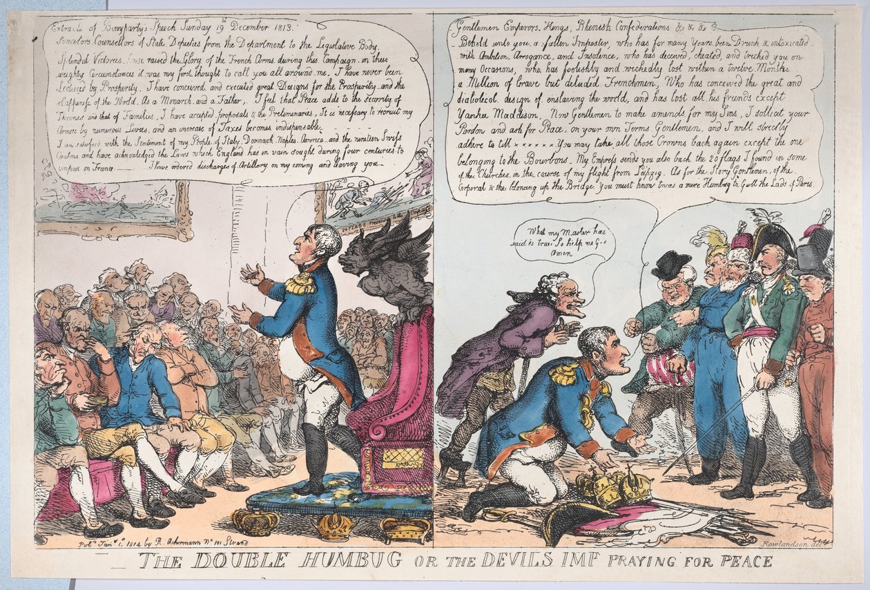 The Double Humbug or the Devils Imp Praying for Peace by Thomas Rowlandson