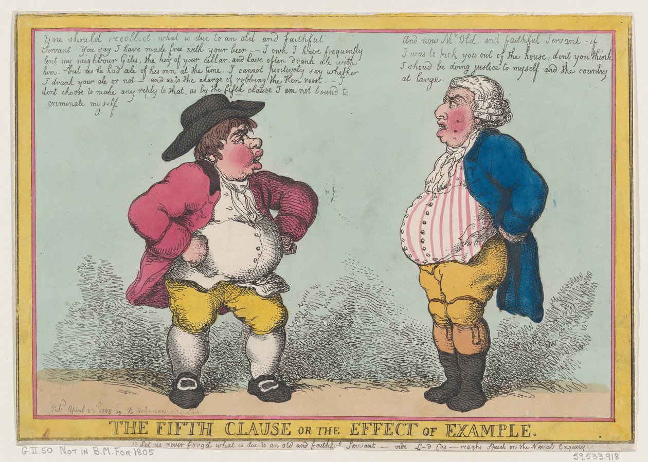 The Fifth Clause, or the Effect of Example, April 23, 1805 by Thomas Rowlandson