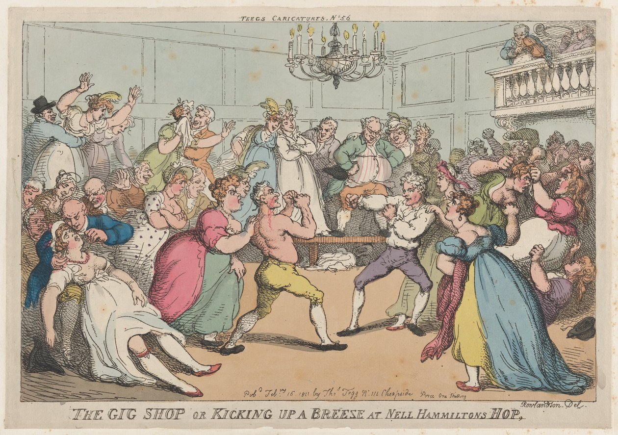 The Gig Shop or Kicking Up a Breeze at Nell Hammiltons Hop by Thomas Rowlandson