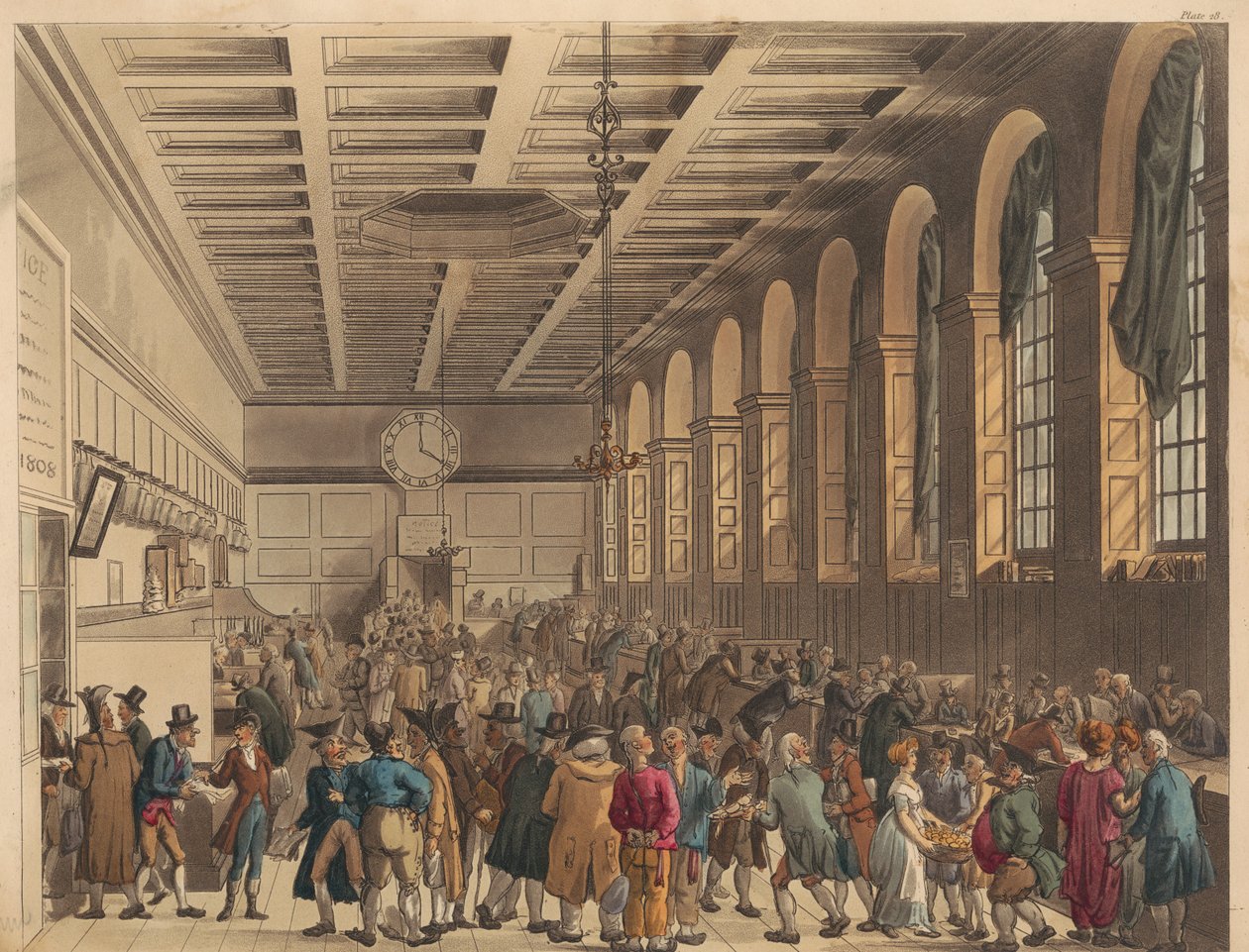 The Long Room, Custom House by Thomas Rowlandson