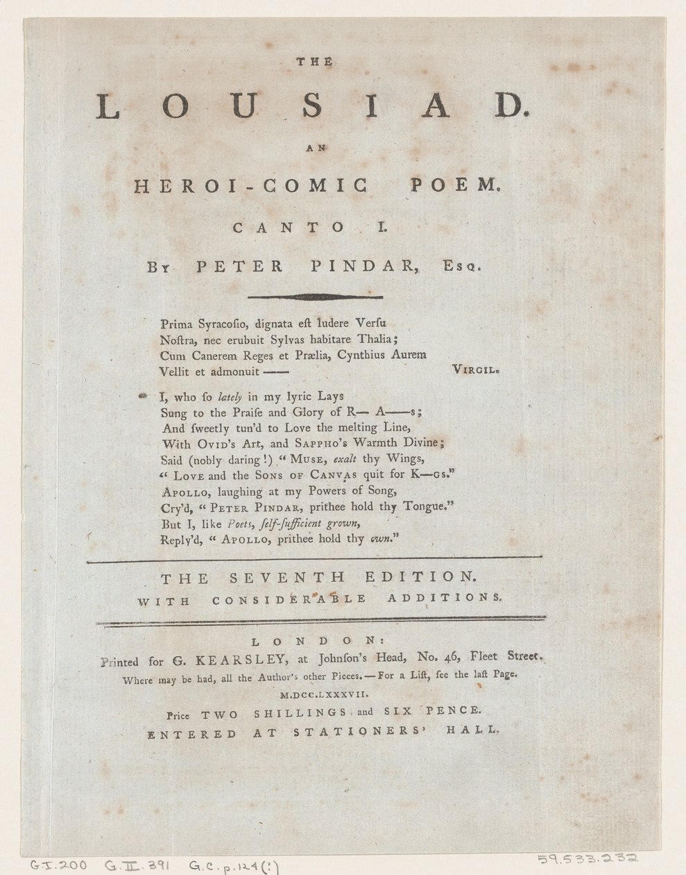 The Lousiad, Title Page by Thomas Rowlandson