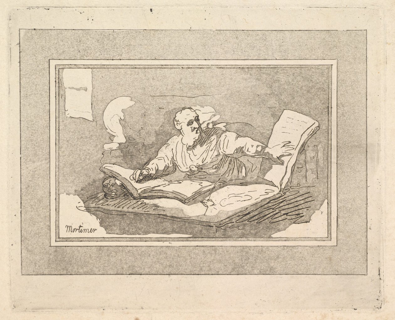 The Philosopher Bearded Old Man Copying Book, 1783-87 by Thomas Rowlandson