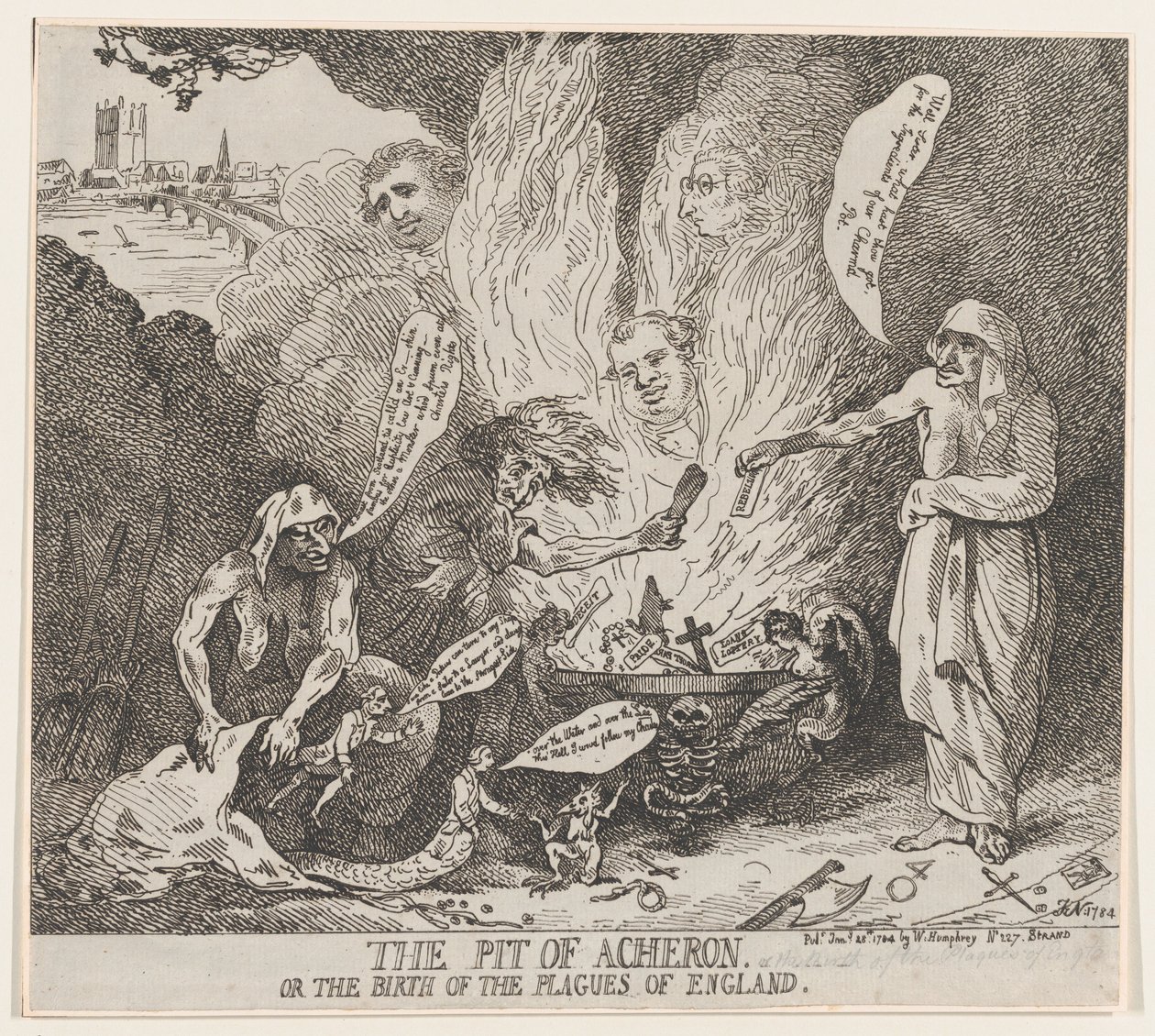 The Pit of Acheron or The Birth of the Plagues of England by Thomas Rowlandson