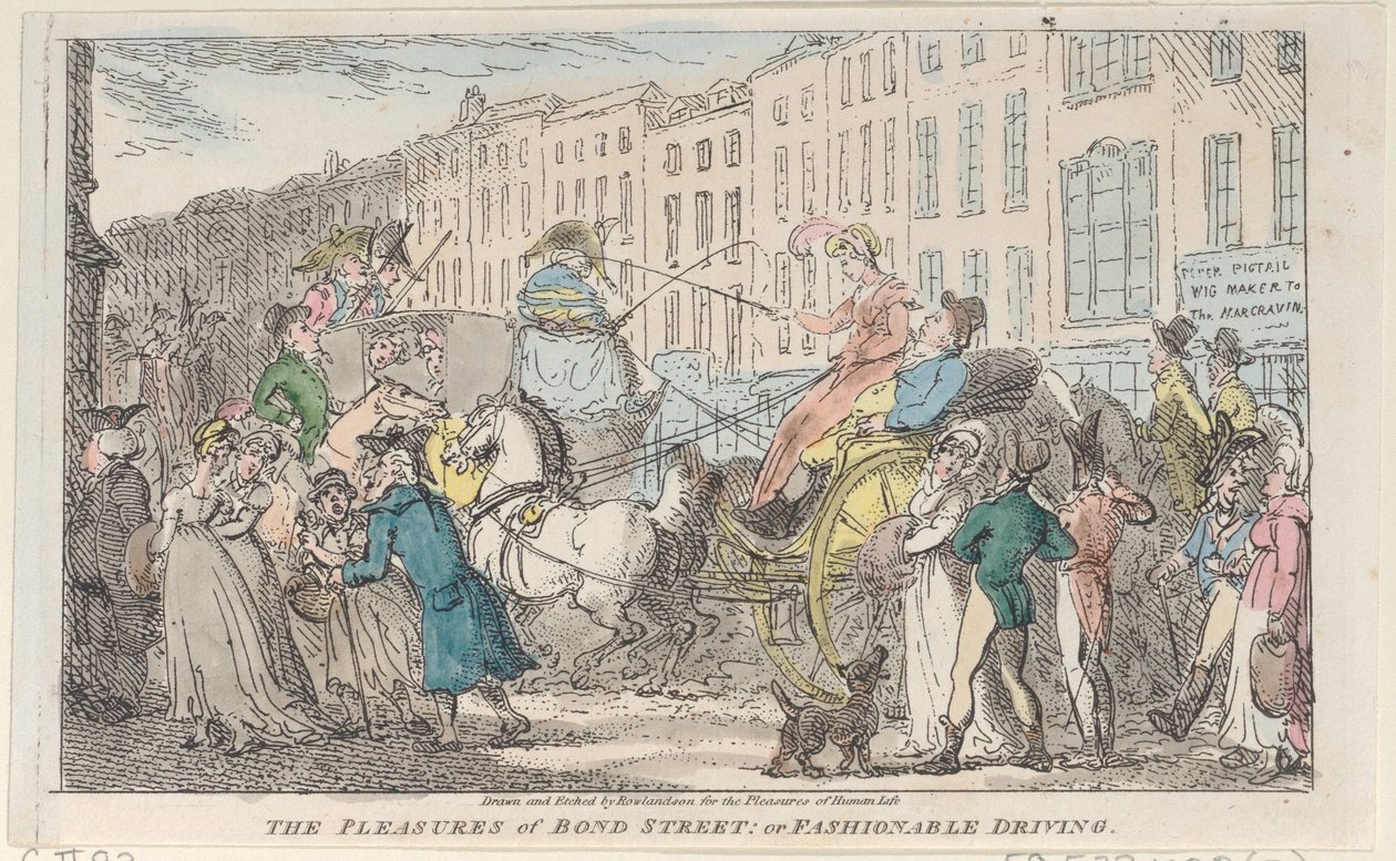 The Pleasures of Bond Street: or Fashionable Driving by Thomas Rowlandson
