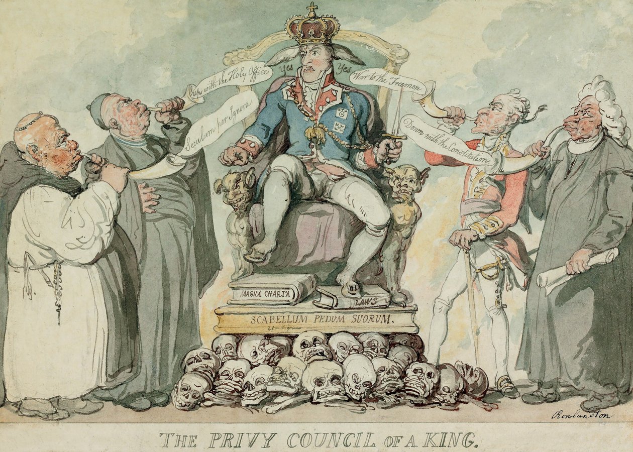 The Privy Council of a King, pub. 1815 by Thomas Rowlandson