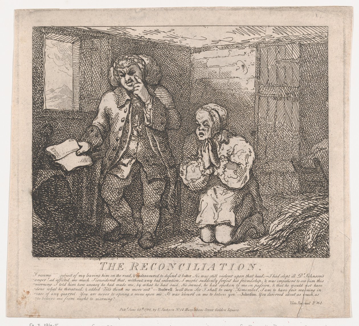 The Reconciliation Picturesque Beauties of Boswell, Part the Second, June 20, 1786 by Thomas Rowlandson
