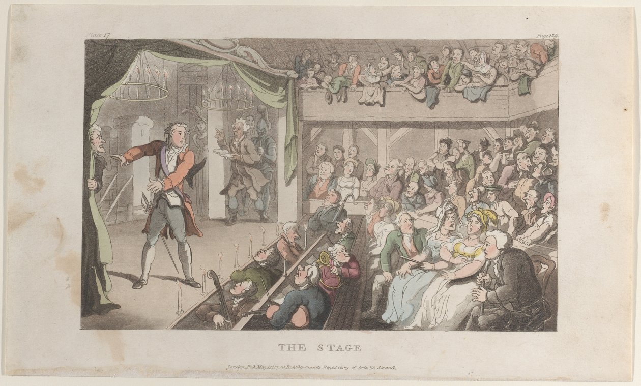 The Stage. George Primrose as Horatio, from The Vicar of Wakefield by Thomas Rowlandson