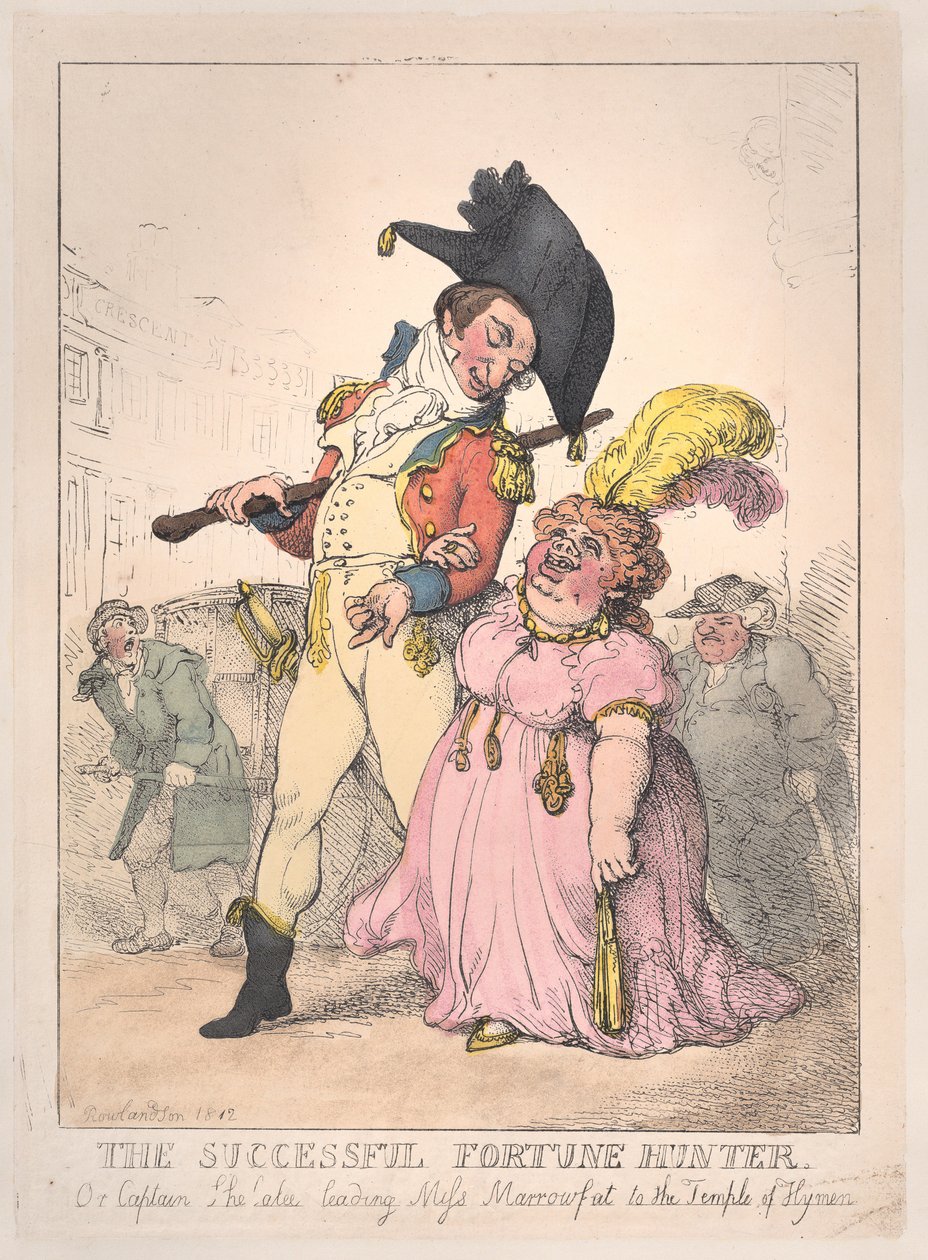 The Successful Fortune Hunter, or Captain Shelalee Leading Miss Marrowfat by Thomas Rowlandson