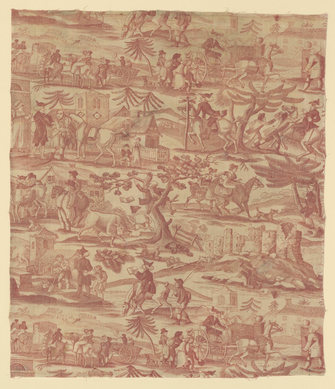 The Travels of Doctor Syntax (Furnishing Fabric) by Thomas Rowlandson