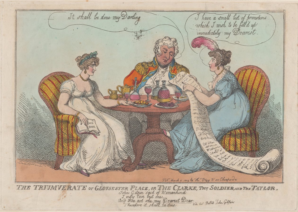 The Triumverate of Gloucester Place, or The Clarke, The Soldier, and The Taylor by Thomas Rowlandson