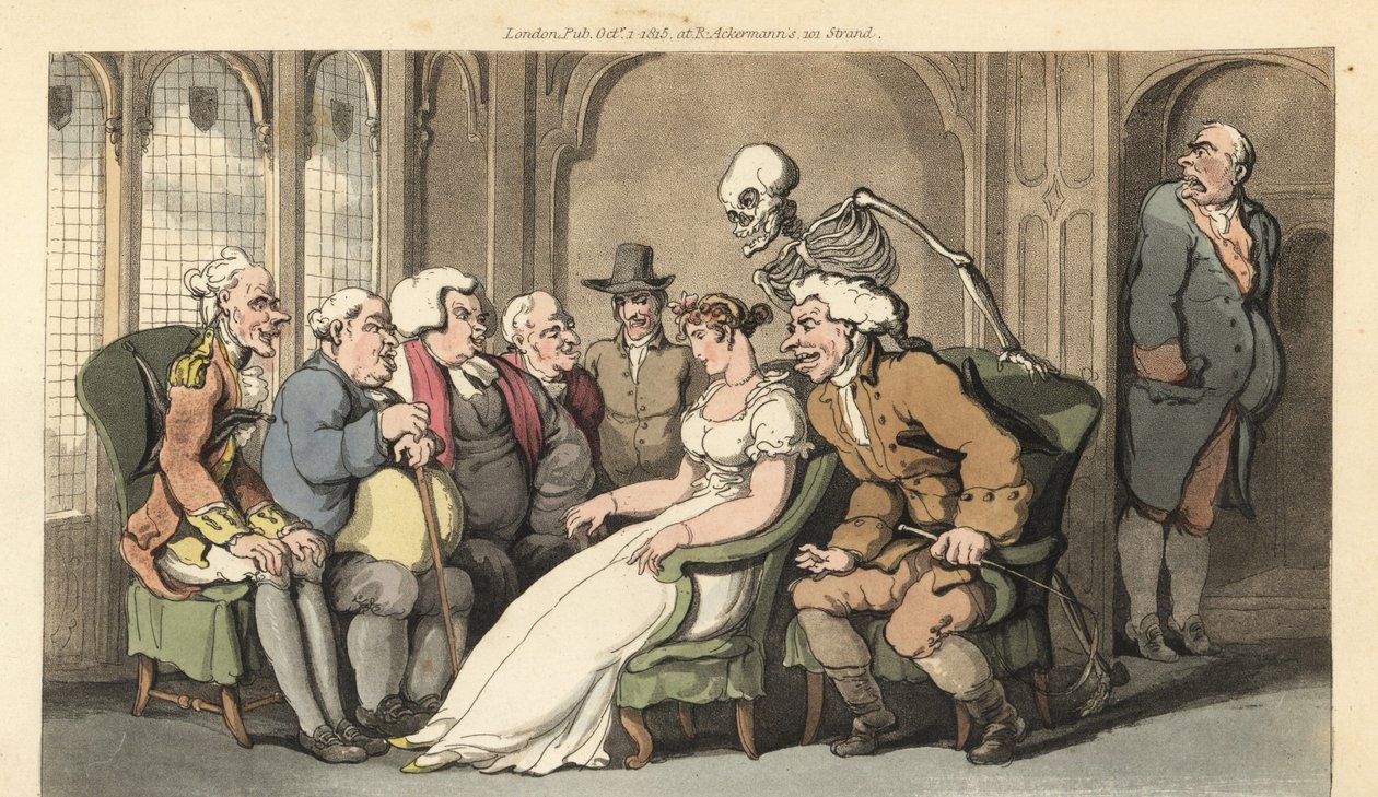 Death Joins Suitors for Heiress Belinda by Thomas Rowlandson
