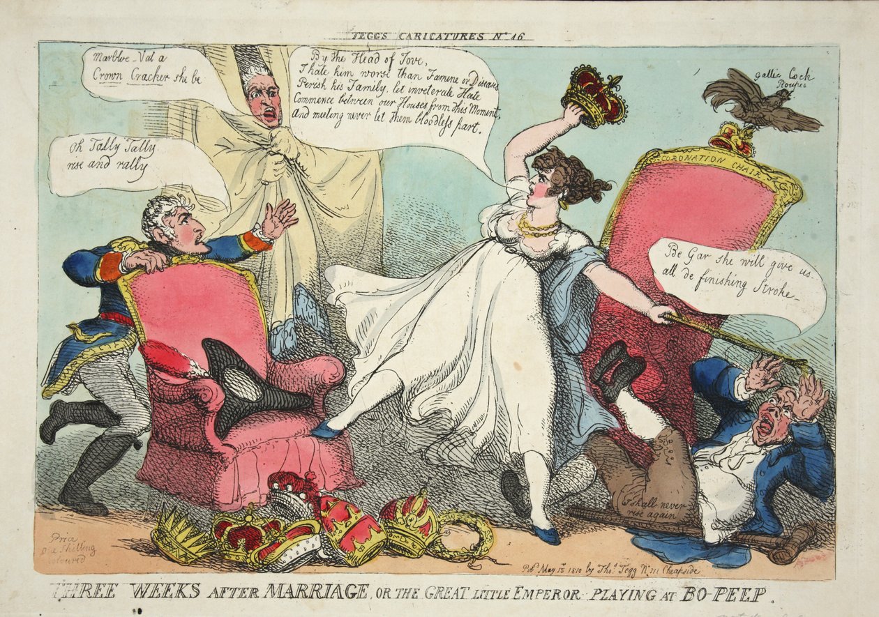 Three Weeks after Marriage, or the Great little Emperor playing Bo-Peep by Thomas Rowlandson