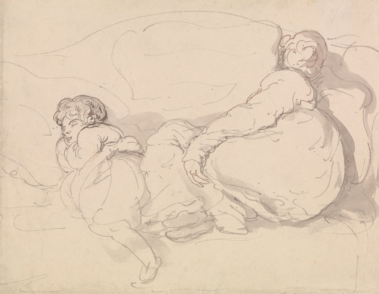 Two Sleeping Figures by Thomas Rowlandson