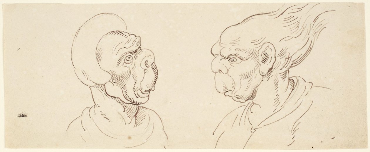 Two Caricatures: Male Heads by Thomas Rowlandson