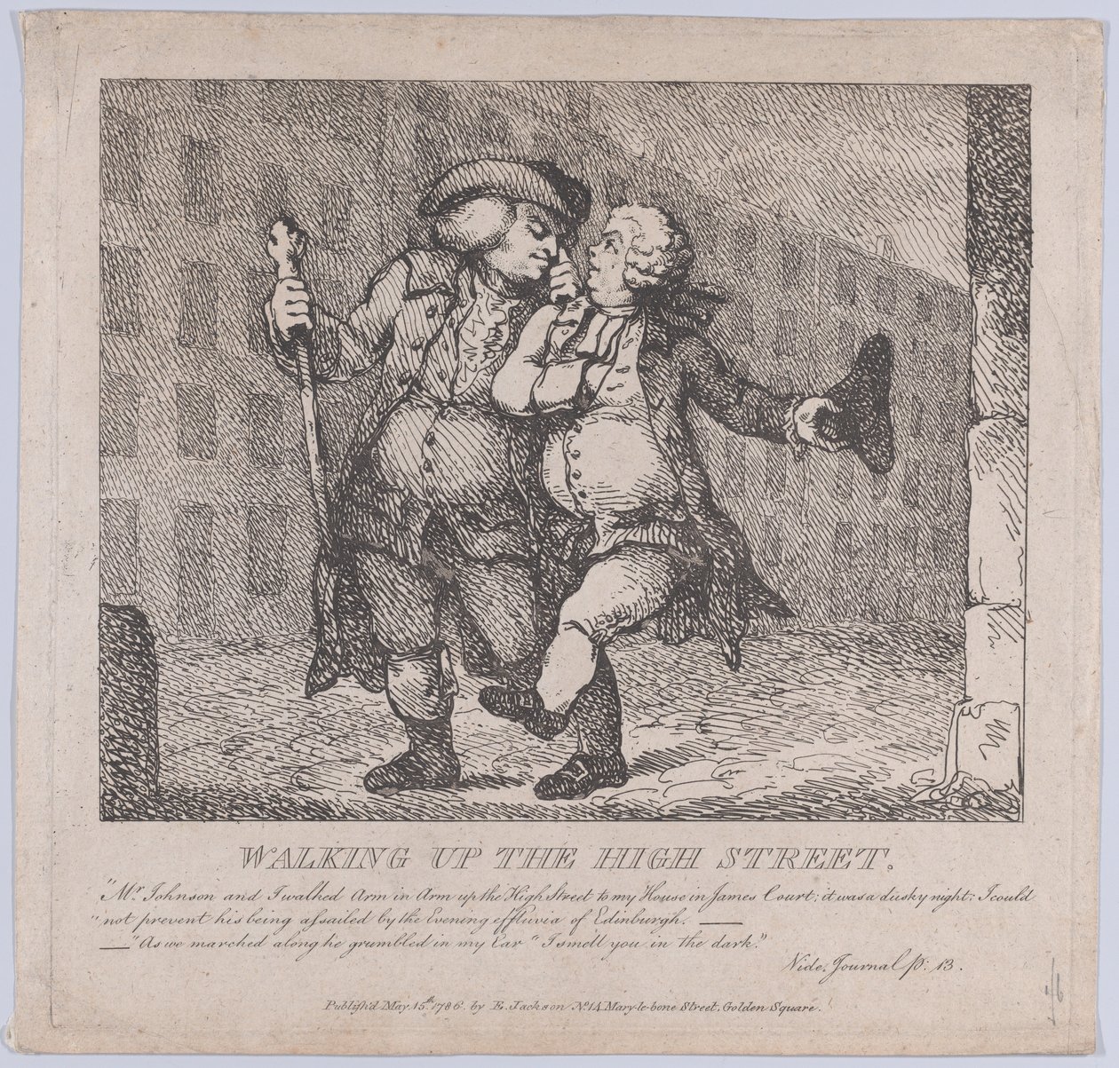 Walking Up the High Street, Edinburgh Picturesque Beauties of Boswell, Part the F... by Thomas Rowlandson